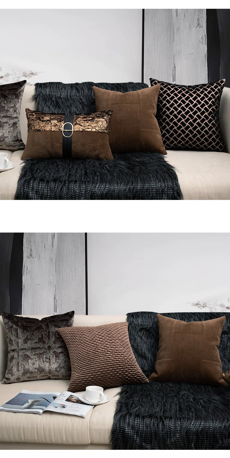 Gold Brown  Luxury Pillow Cover